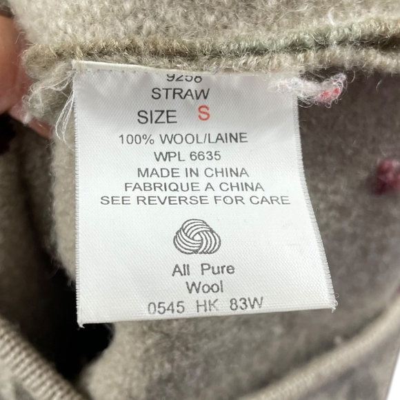 100% Wool Embroidered Vest S Woolrich Maple Leaves Boiled V-Neck Metal Clasp - Picture 3 of 15